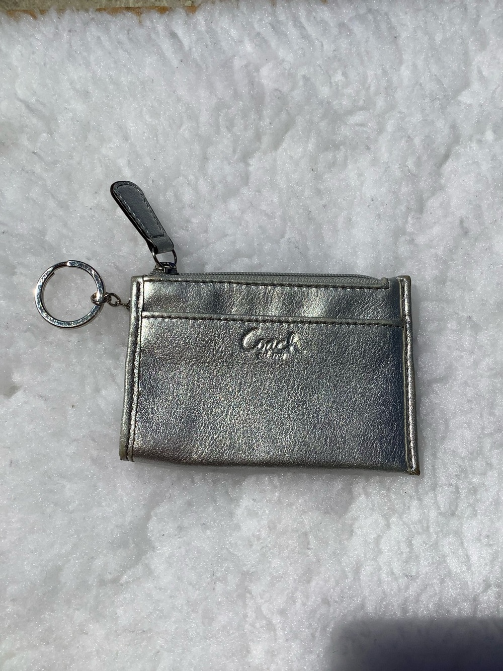 COACH Silver Card Holder with beautiful blue lining